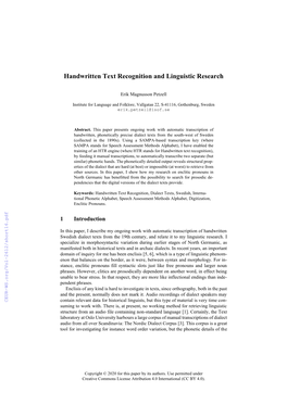Handwritten Text Recognition and Linguistic Research