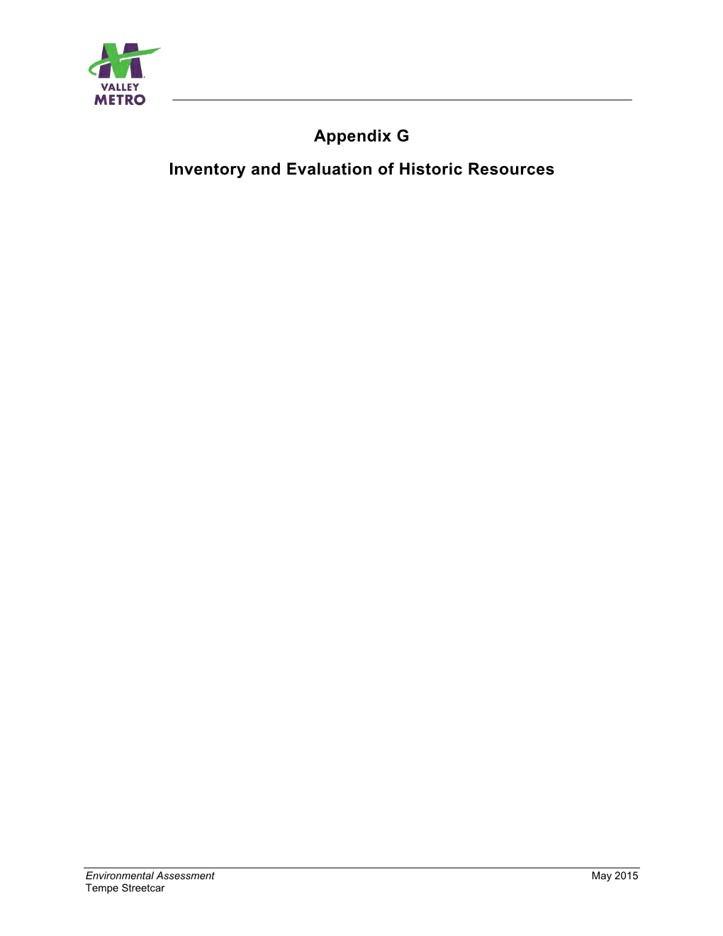 Appendix G Inventory and Evaluation of Historic Resources