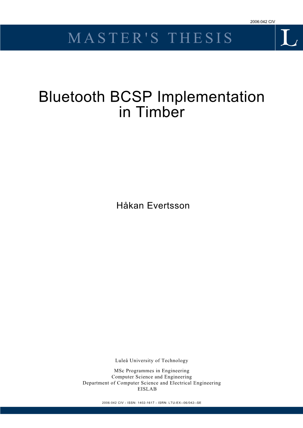 Bluetooth BCSP Implementation in Timber