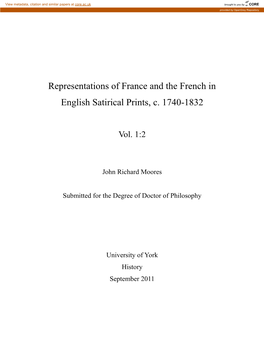 Representations of France and the French in English Satirical Prints, C