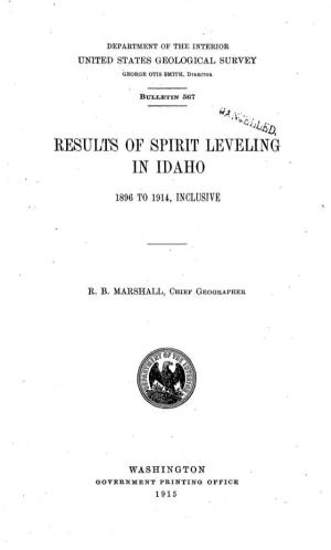Results of Spirit Leveling in Idaho