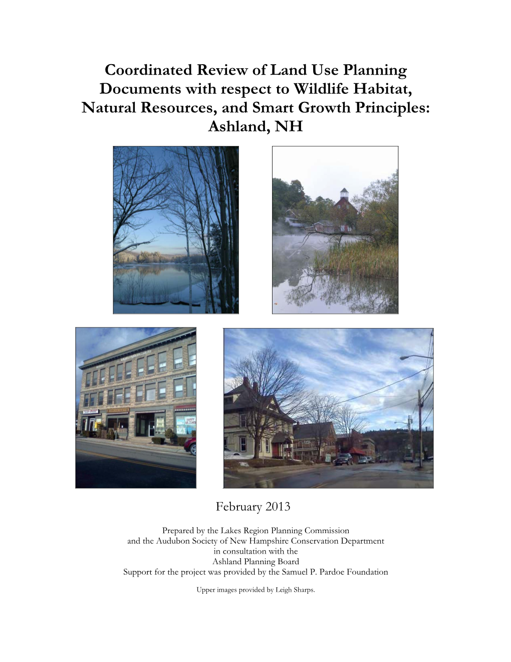 Coordinated Review of Land Use Planning Documents with Respect to Wildlife Habitat, Natural Resources, and Smart Growth Principles: Ashland, NH
