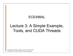 Lecture 3: a Simple Example, Tools, and CUDA Threads
