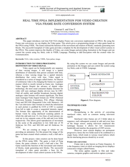 Real Time Fpga Implementation for Video Creation Vga Frame Rate Conversion System