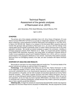 Assessment of the Genetic Analyses of Rasmussen Et Al