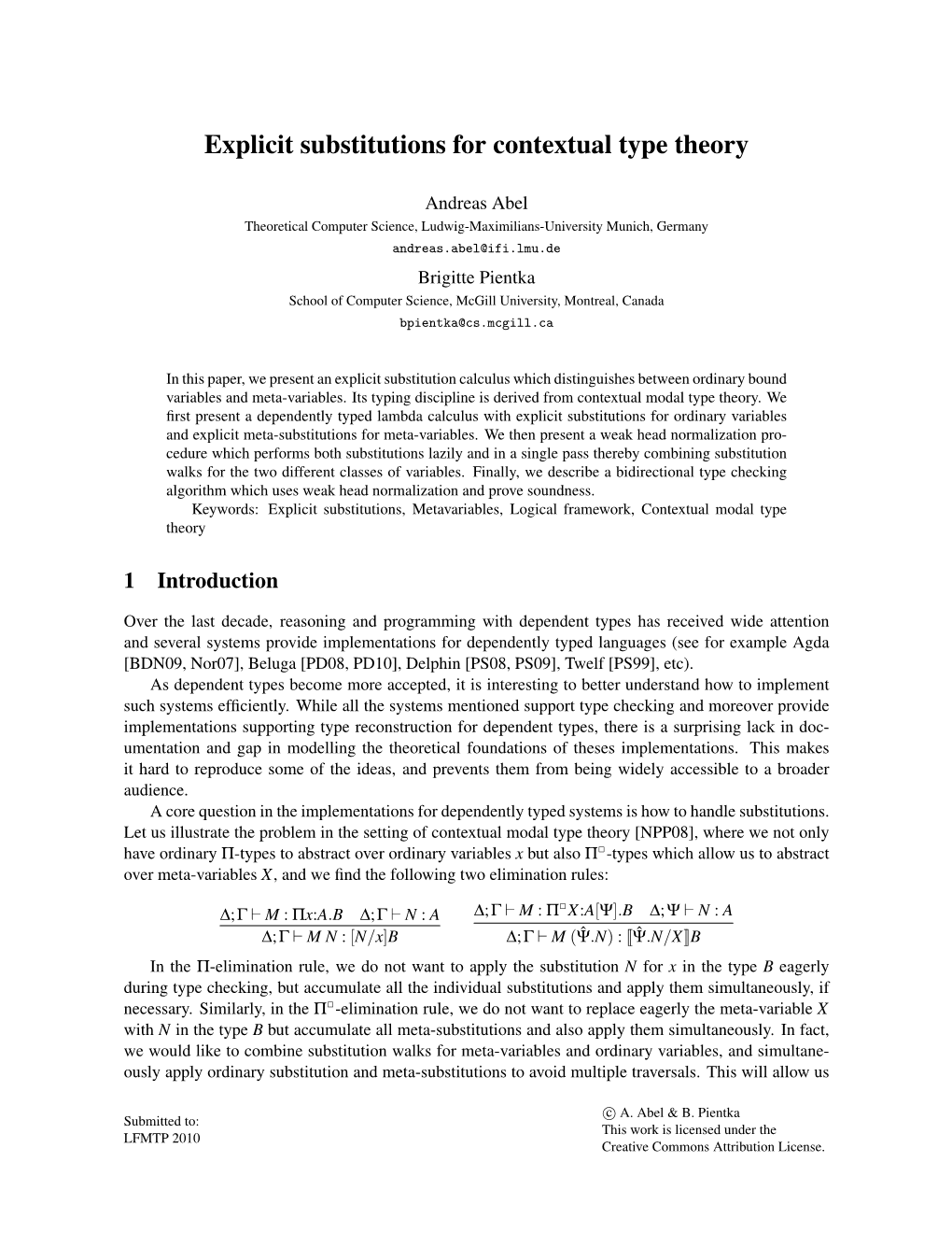 Explicit Substitutions for Contextual Type Theory
