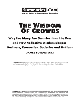 "The Wisdom of Crowds" by James Surowiecki