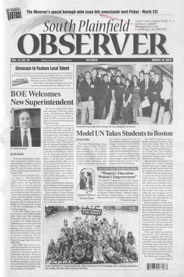 BOE Welcomes New Superintendent He Earned a Master of Arts, Educa- Tion/Counseling in 1992 and a Master of Arts, Administration in 2000 from Georgian Court University