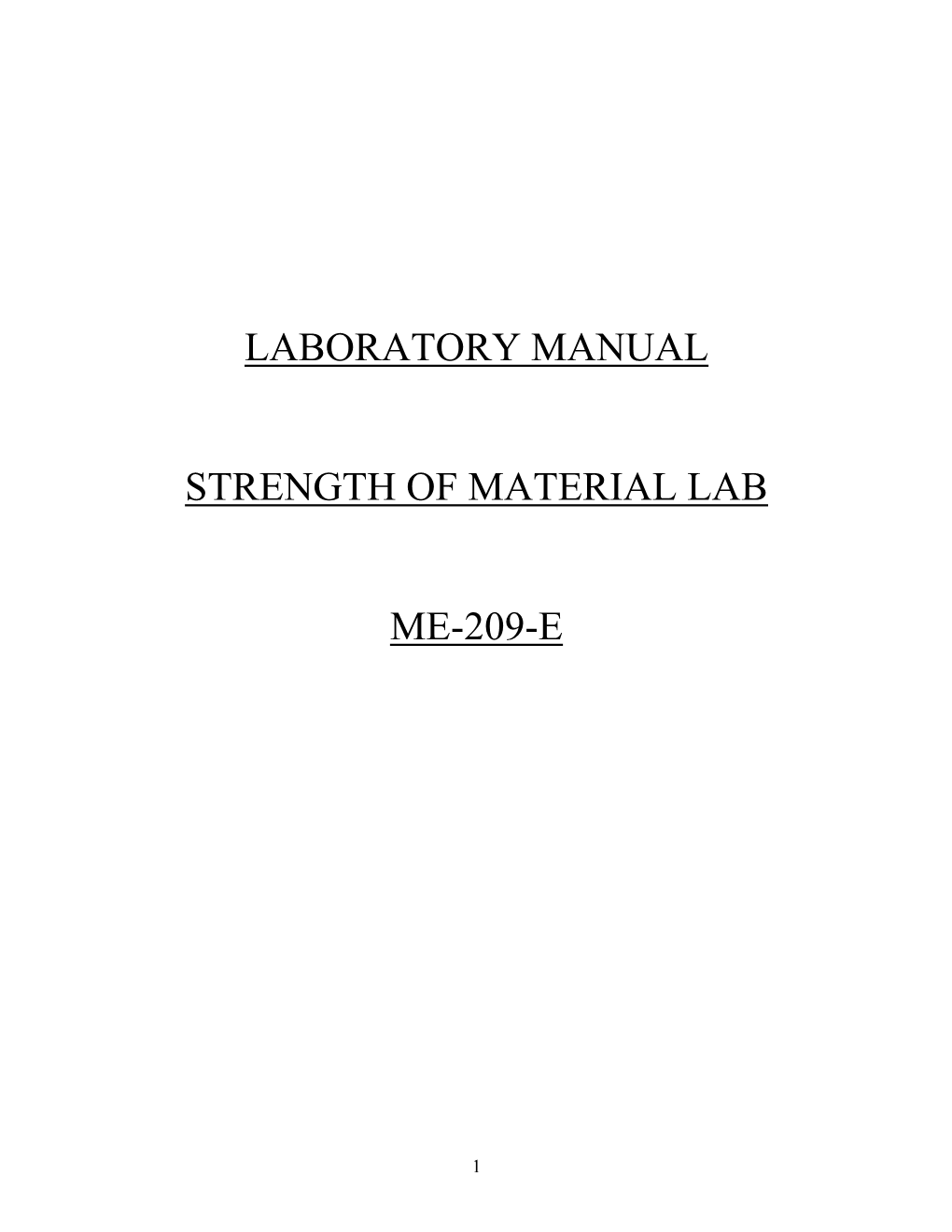 Laboratory Manual Strength of Material Lab Me-209-E