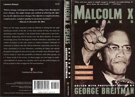 Malcolm X Speaks: Selected Speeches and Statements I Edited Llvith May 10, 1964, Lagos, Nigeria Prefatory Notes by George Breitman