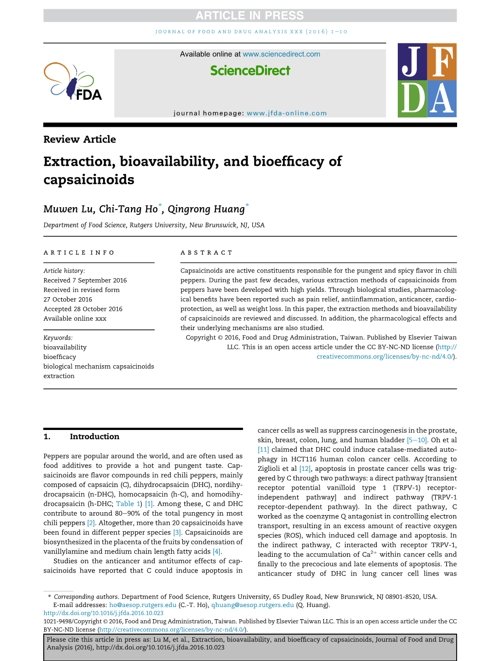 Extraction, Bioavailability, and Bioefficacy Of