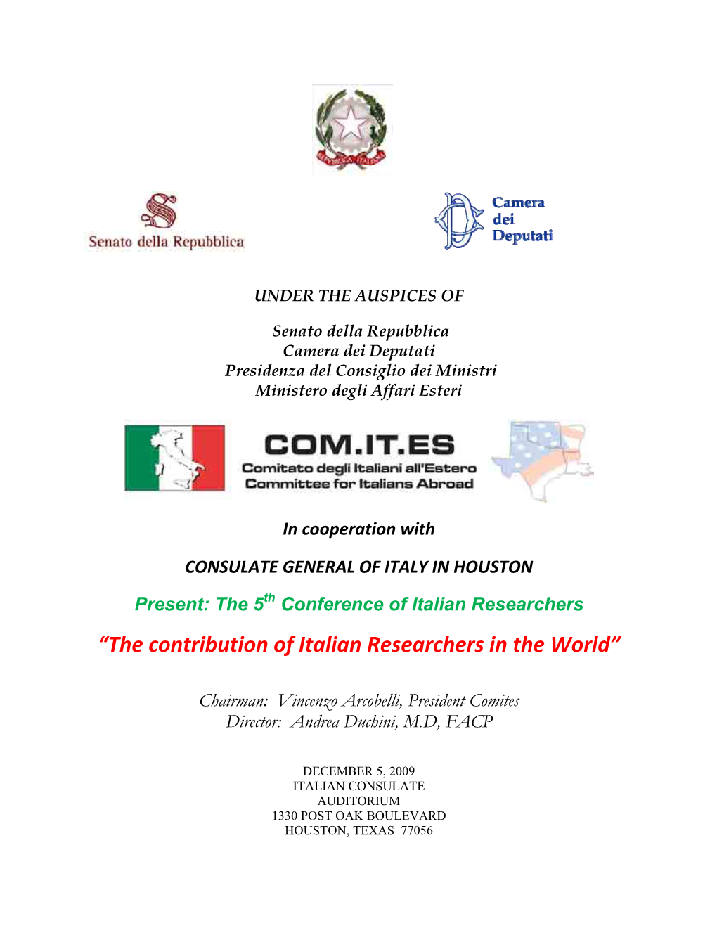 “The Contribution of Italian Researchers in the World”