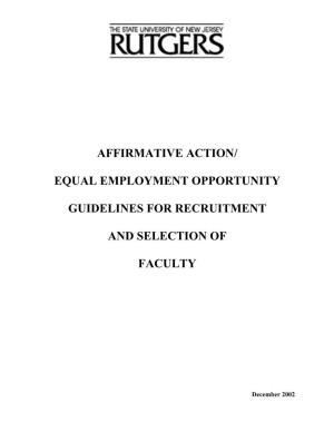 Affirmative Action/Equal Employment Opportunity Guidelines for Recruitment and Selection of Faculty
