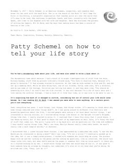 Patty Schemel on How to Tell Your Life Story