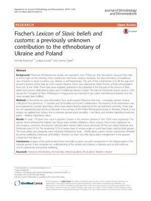 A Previously Unknown Contribution to the Ethnobotany of Ukraine and Poland Monika Kujawska1*†, Łukasz Łuczaj2† and Joanna Typek3