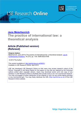 The Practice of International Law: a Theoretical Analysis