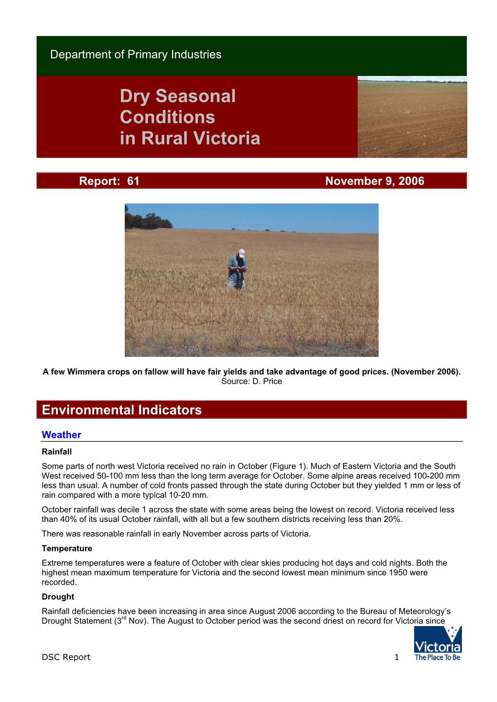 Dry Seasonal Conditions in Rural Victoria