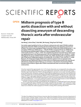 Midterm Prognosis of Type B Aortic Dissection with and Without Dissecting Aneurysm of Descending Thoracic Aorta After Endovascul