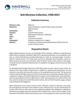 Bob Montana Collection, 1938-2013
