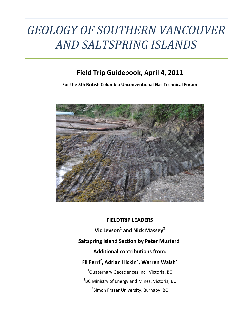 Geology of Southern Vancouver and Saltspring Islands