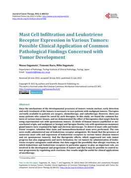Mast Cell Infiltration and Leukotriene