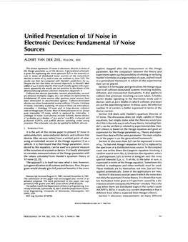 Unified Presentation of Llf Noise in Electronic Devices: Fundamental L/F Noise Sources