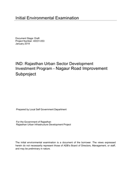 Rajasthan Urban Sector Development Investment Program - Nagaur Road Improvement