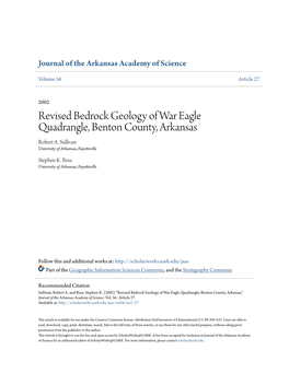 Revised Bedrock Geology of War Eagle Quadrangle, Benton County, Arkansas Robert A