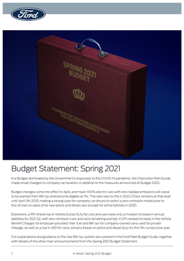 Budget Statement: Spring 2021