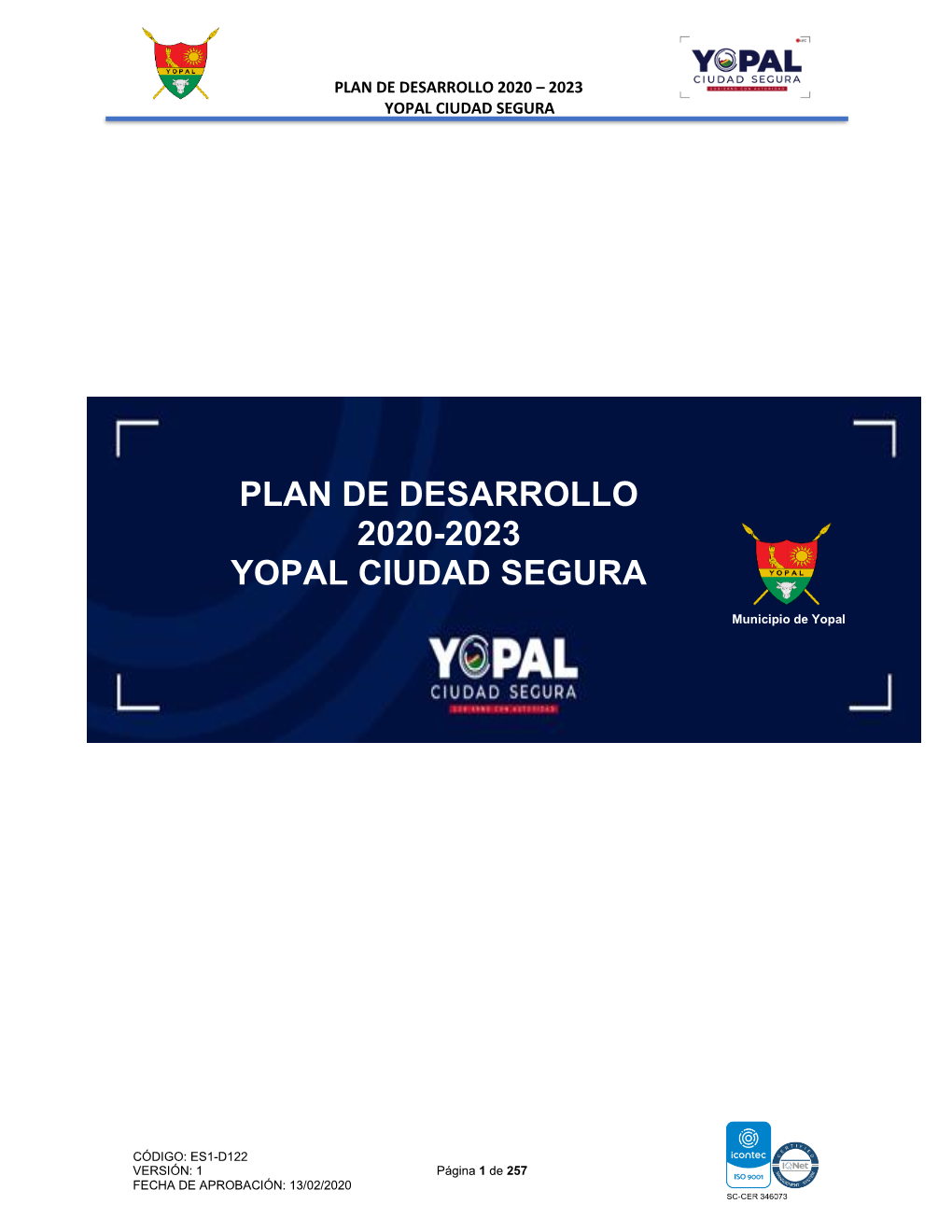 Plan De Desarrollo 2020-2023 Yopal Ciudad Segura