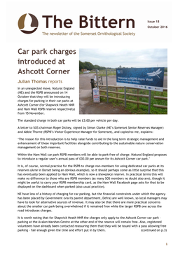 Car Park Charges Introduced at Ashcott Corner Julian Thomas Reports