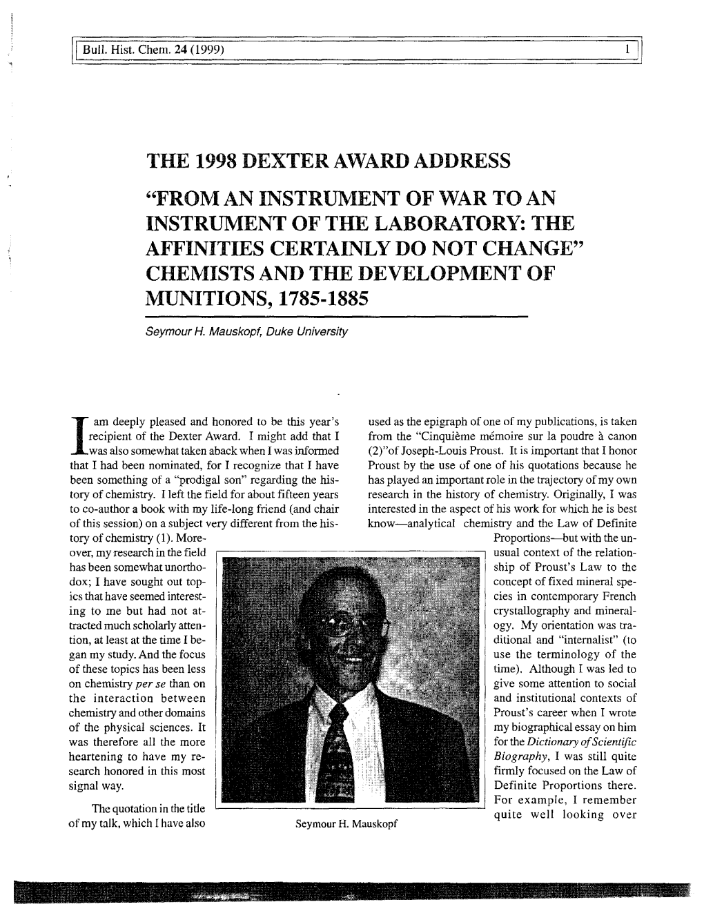 The 1998 Dexter Award Address