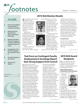 Inside Aresults of the 2019 As President-Elect and Members of the Committee on ASA Election