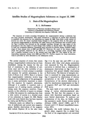 1. State of the Magnetosphere