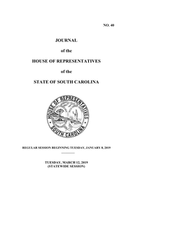 JOURNAL of the HOUSE of REPRESENTATIVES of the STATE OF