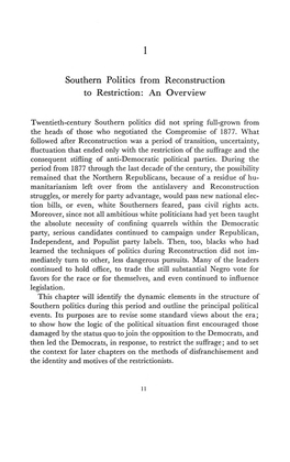 PDF (1. Southern Politics from Reconstruction to Restriction: An