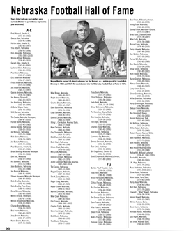 Nebraska Football Hall of Fame Years Listed Indicate Years Letters Were Bob Frieze, Midland Lutheran, Earned
