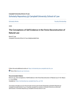 The Conceptions of Self-Evidence in the Finnis Reconstruction of Natural Law