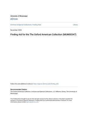 Finding Aid for the the Oxford American Collection (MUM00347)