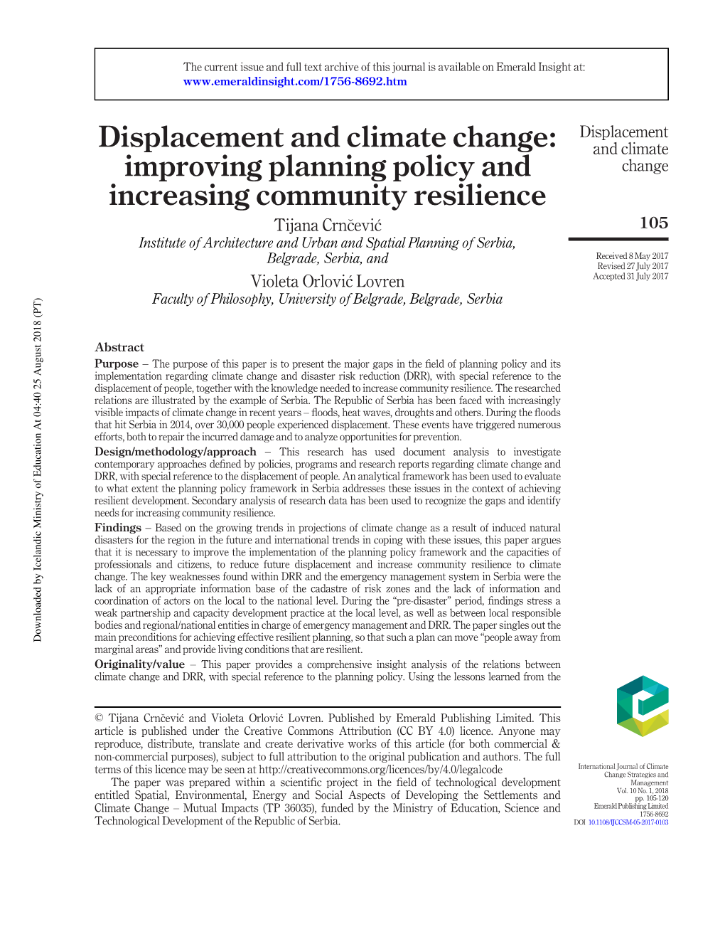 Displacement and Climate Change