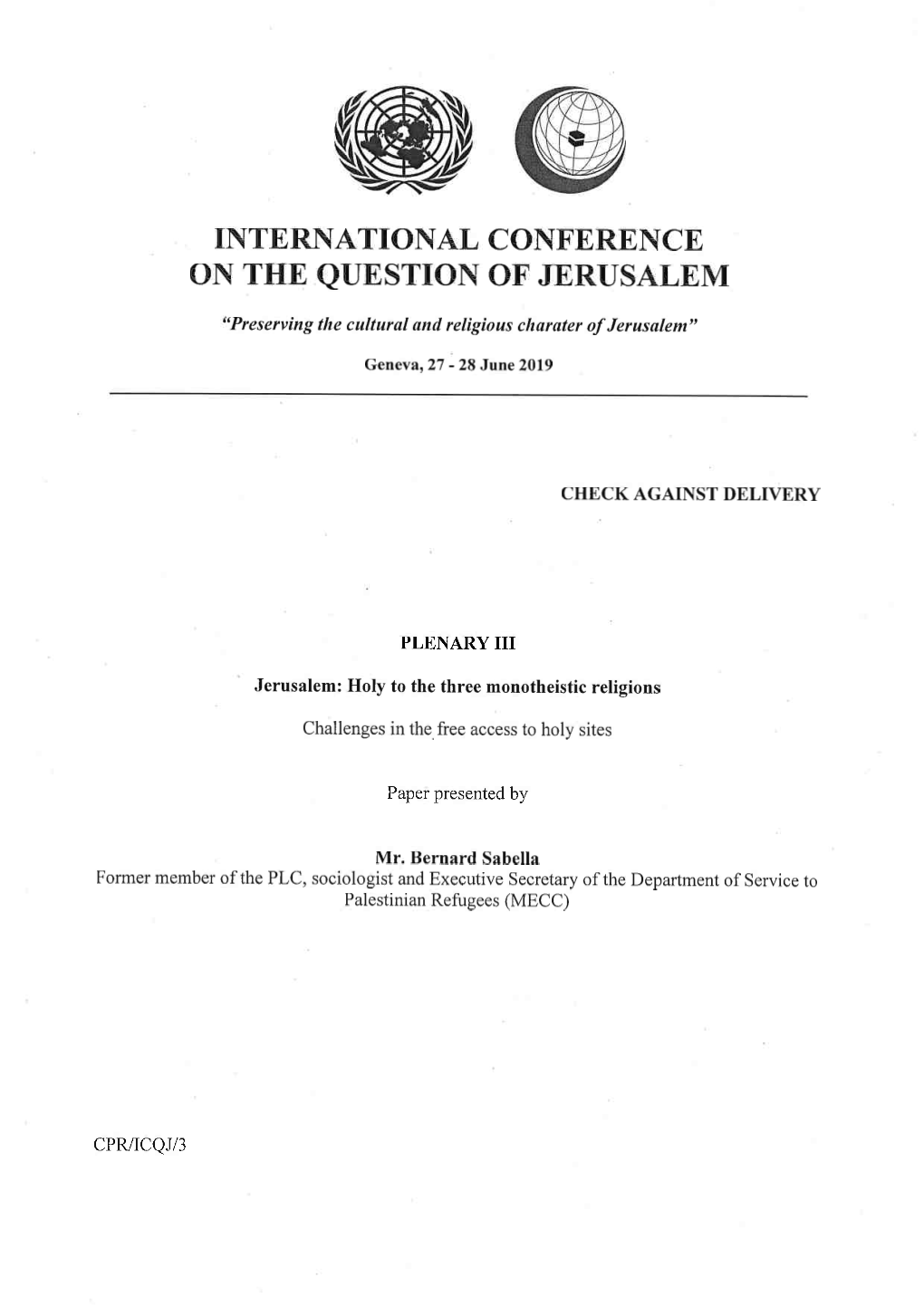 International Conference on the Question of Jerusalem