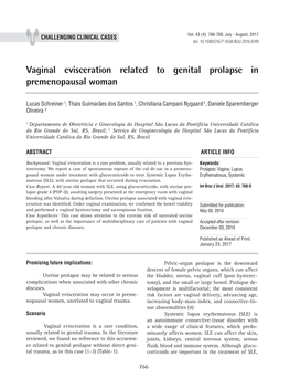 Vaginal Evisceration Related to Genital Prolapse in Premenopausal Woman ______