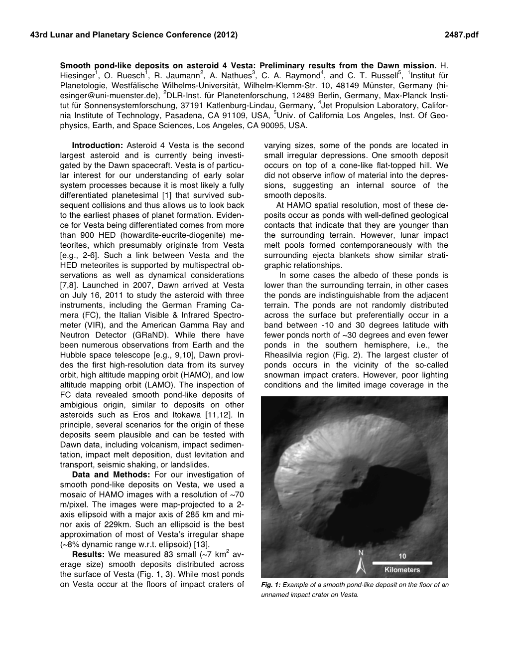 Smooth Pond-Like Deposits on Asteroid 4 Vesta: Preliminary Results from the Dawn Mission