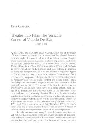 The Versatile Career of Vittorio De Sica -For Kirsi