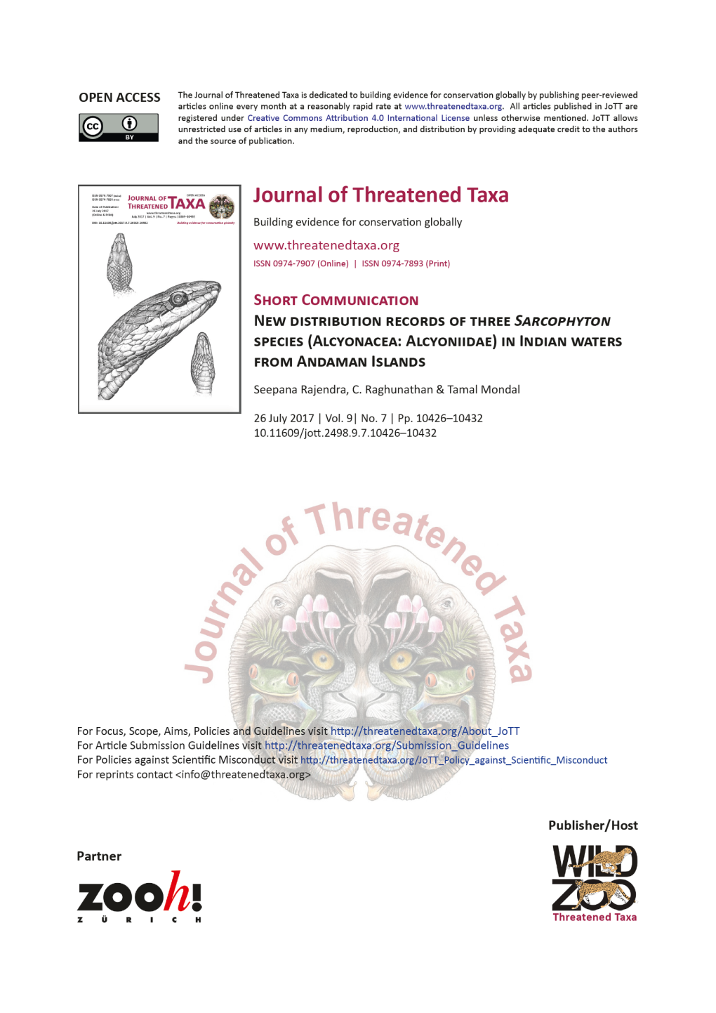 New Distribution Records of Three Sarcophyton Species (Alcyonacea: Alcyoniidae) in Indian Waters From