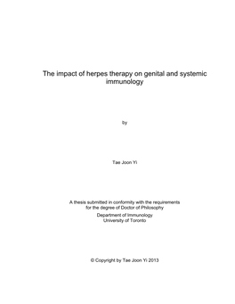 The Impact of Herpes Therapy on Genital and Systemic Immunology