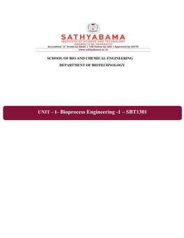 Bioprocess Engineering -1 – SBT1301