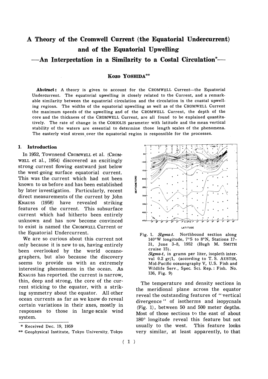 A Theory of the Cromwell Current (The Equatorial Undercurrent) and of the Equatorial Upwelling an Interpretation in a Similarity to a Costal Circulation