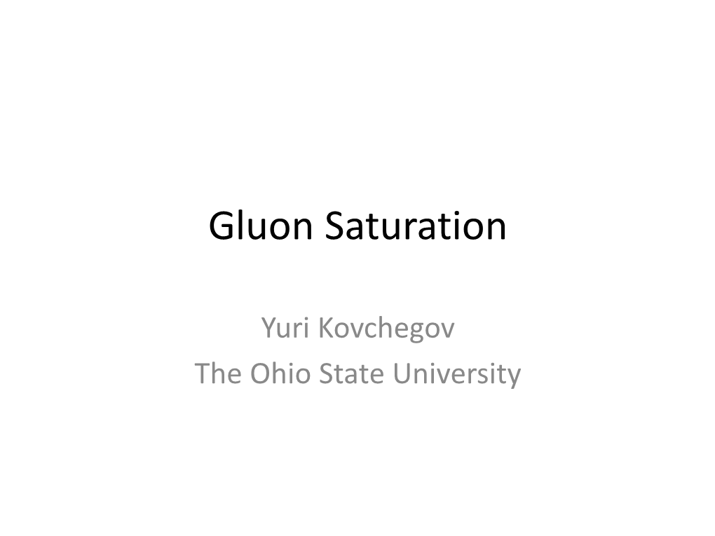 Gluon Saturation