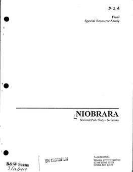 Niobrara River Study Report, Nebraska